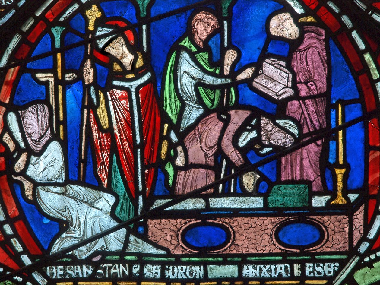 Cure of the Daughters of Godbald of Boxley, early 13th century by English School