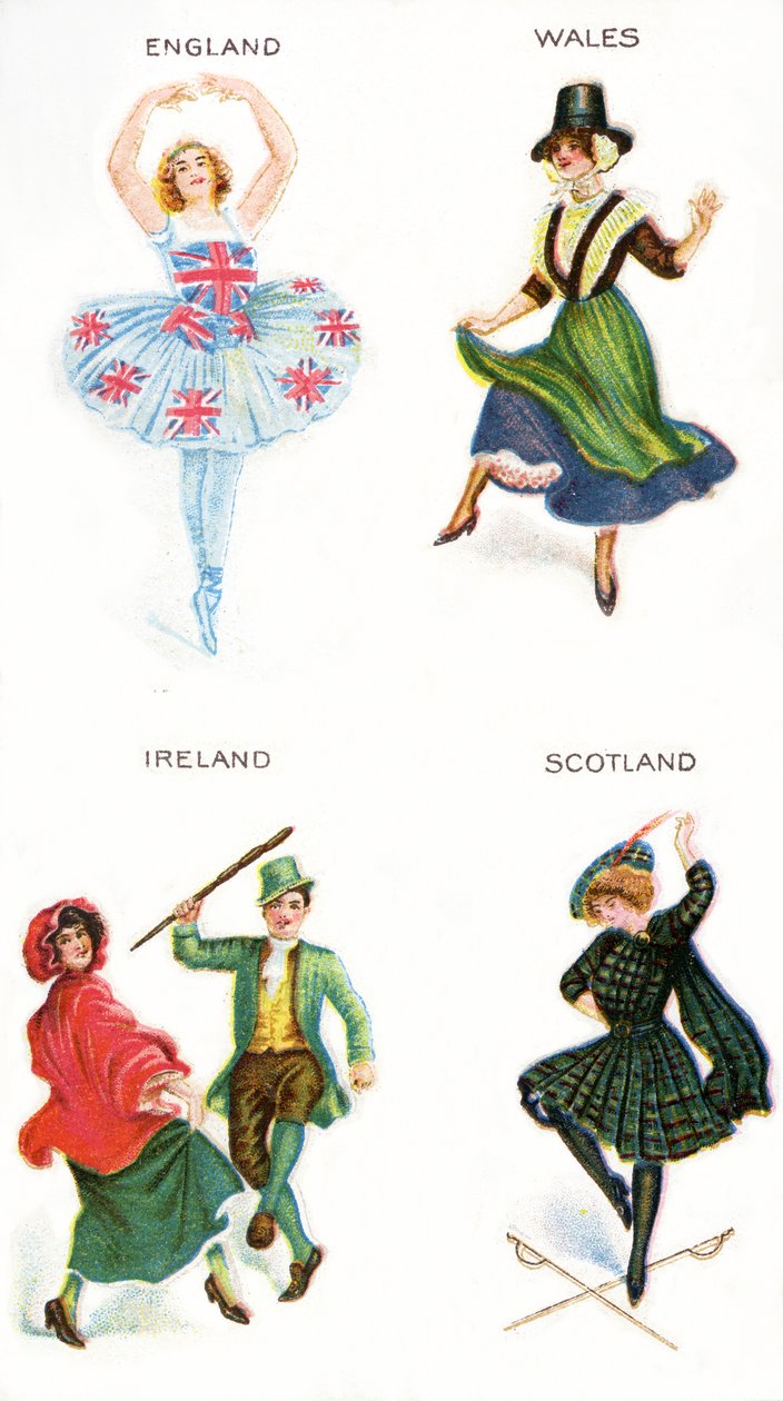 Dancers of the British Isles, cigarette cards, 1915 by English School