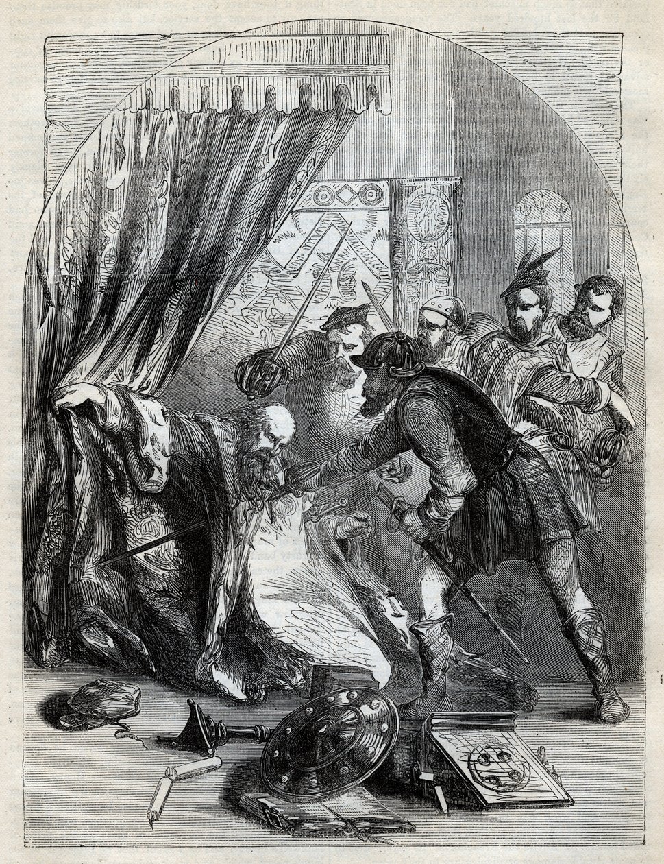 Death of Cardinal Beaton, 29th May 1546 - Cardinal David Beaton (c. 1494-1546), Archbishop of St. Andrews, Murdered during the Scottish Reformation - Engraving from 