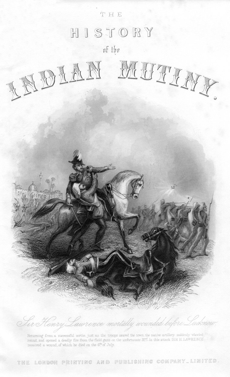 Death of Sir Henry Montgomery Lawrence, from The History of the Indian Mutiny, published in 1858 by English School