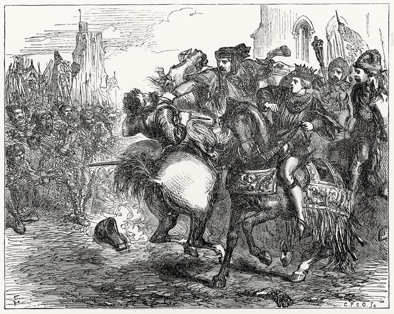 Death of Wat Tyler (d.1381) by English School