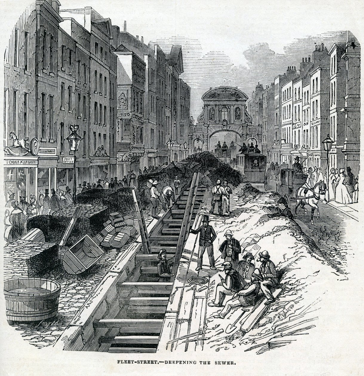 Deepening the Fleet Street Sewer, London, 1845 by English School