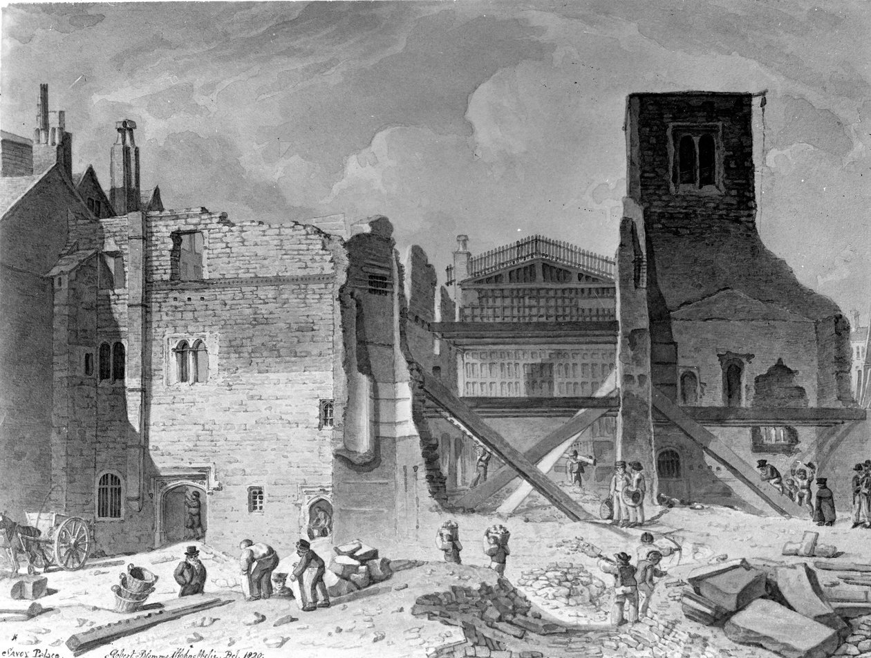 Demolition of the Savoy Palace, Westminster, London, 1820 by English School