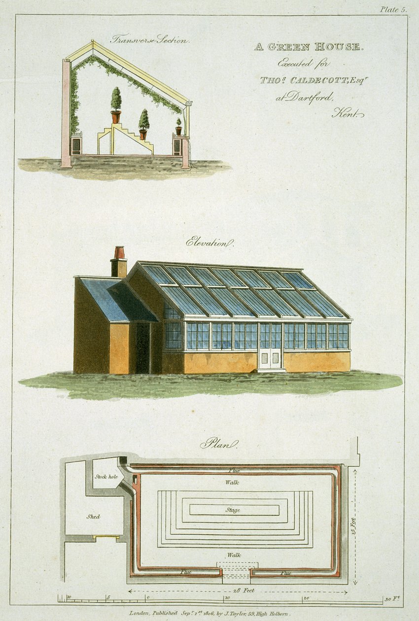 Design for A Green House, executed for Thomas Caldecott at Dartford, Kent, 1806 by English School