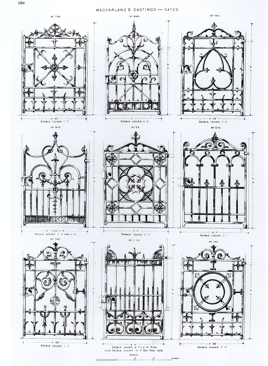 Designs for cast-iron railings, from Macfarlanes Castings by English School