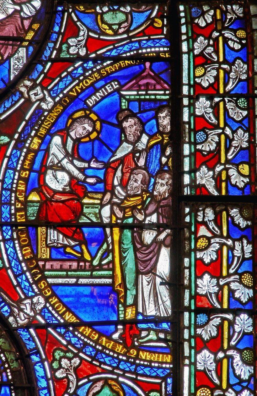 Detail from one of the Bible Windows depicting Daniel and the Elders by English School