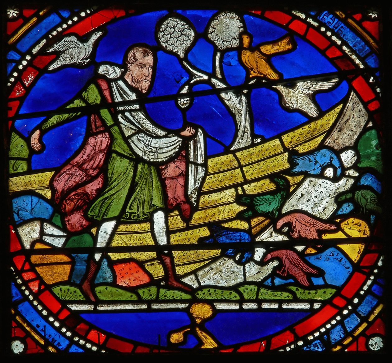 Detail from one of the Bible Windows depicting the parable of the Sower by English School