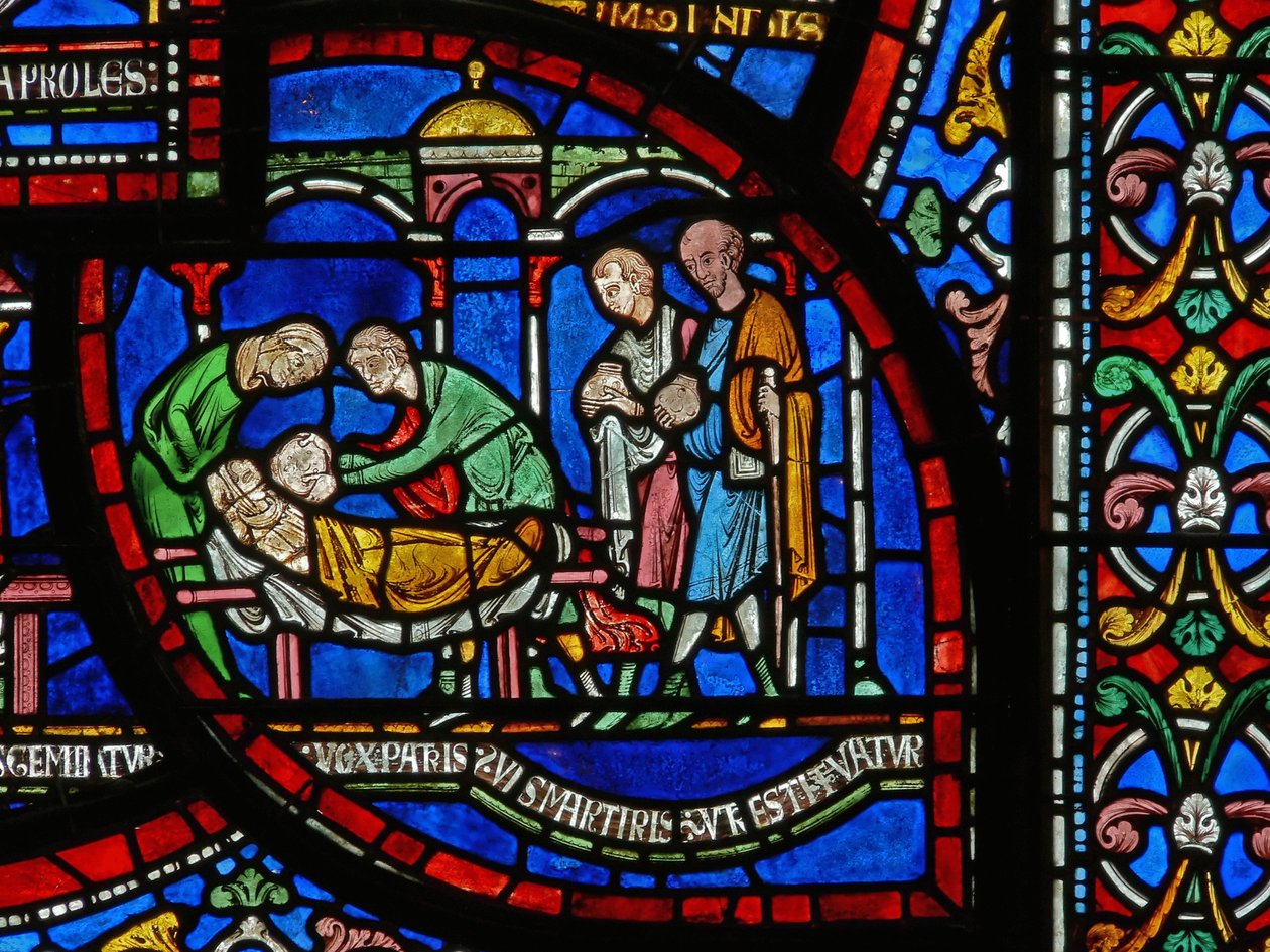 Detail from the Miracle Window depicting Jordan Fitzeisulf