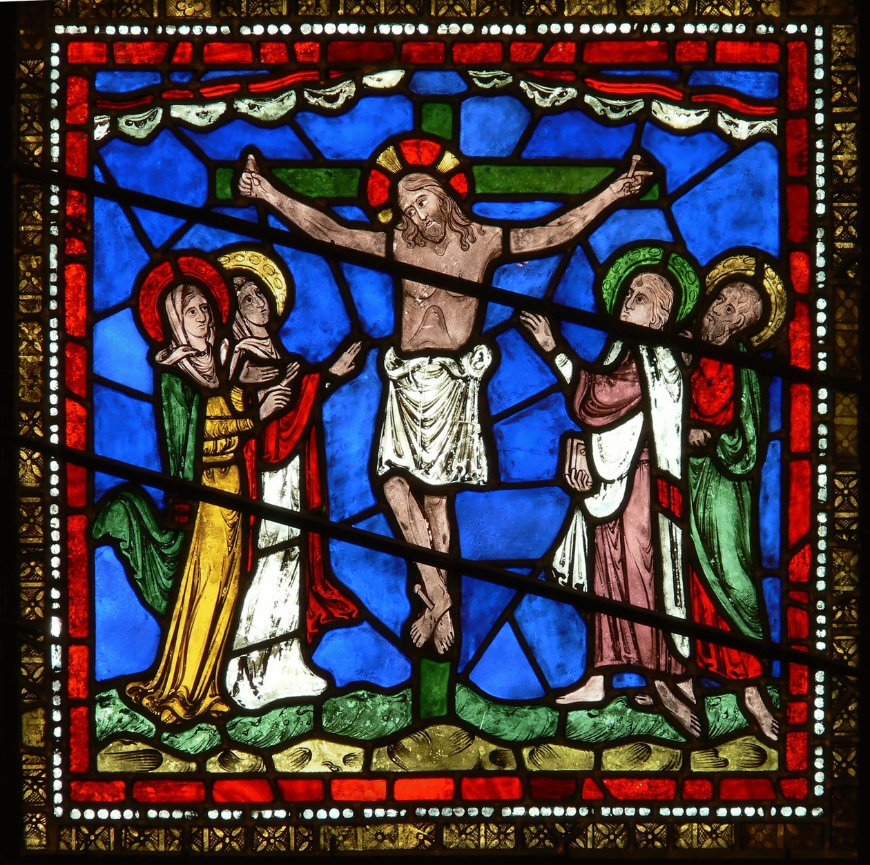 East window of the Trinity Chapel depicting the Crucifixion (detail) by English School