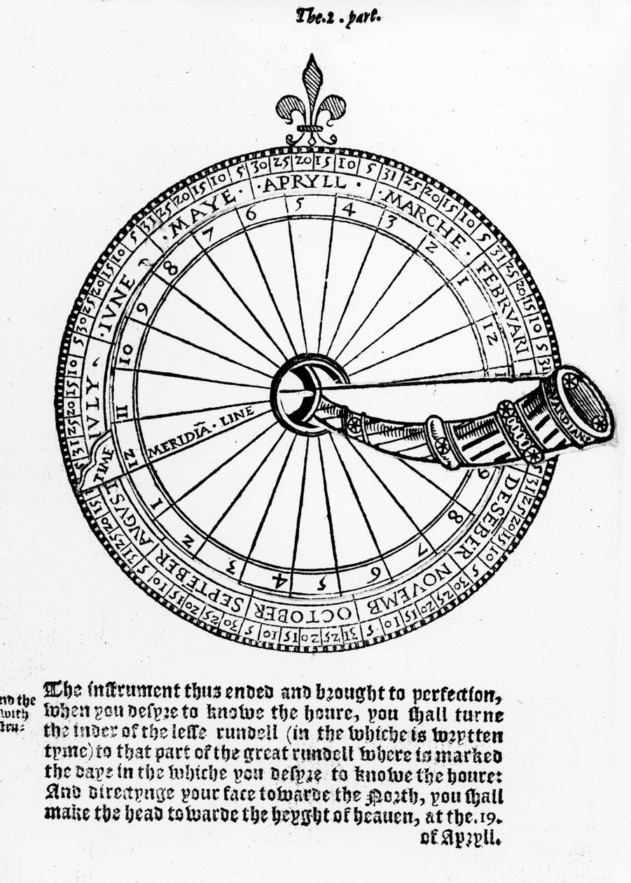 Diagram of a Nocturnal, illustration from The Art of Navigation, by Martin Cortes, translated into English by Richard Eden by English School