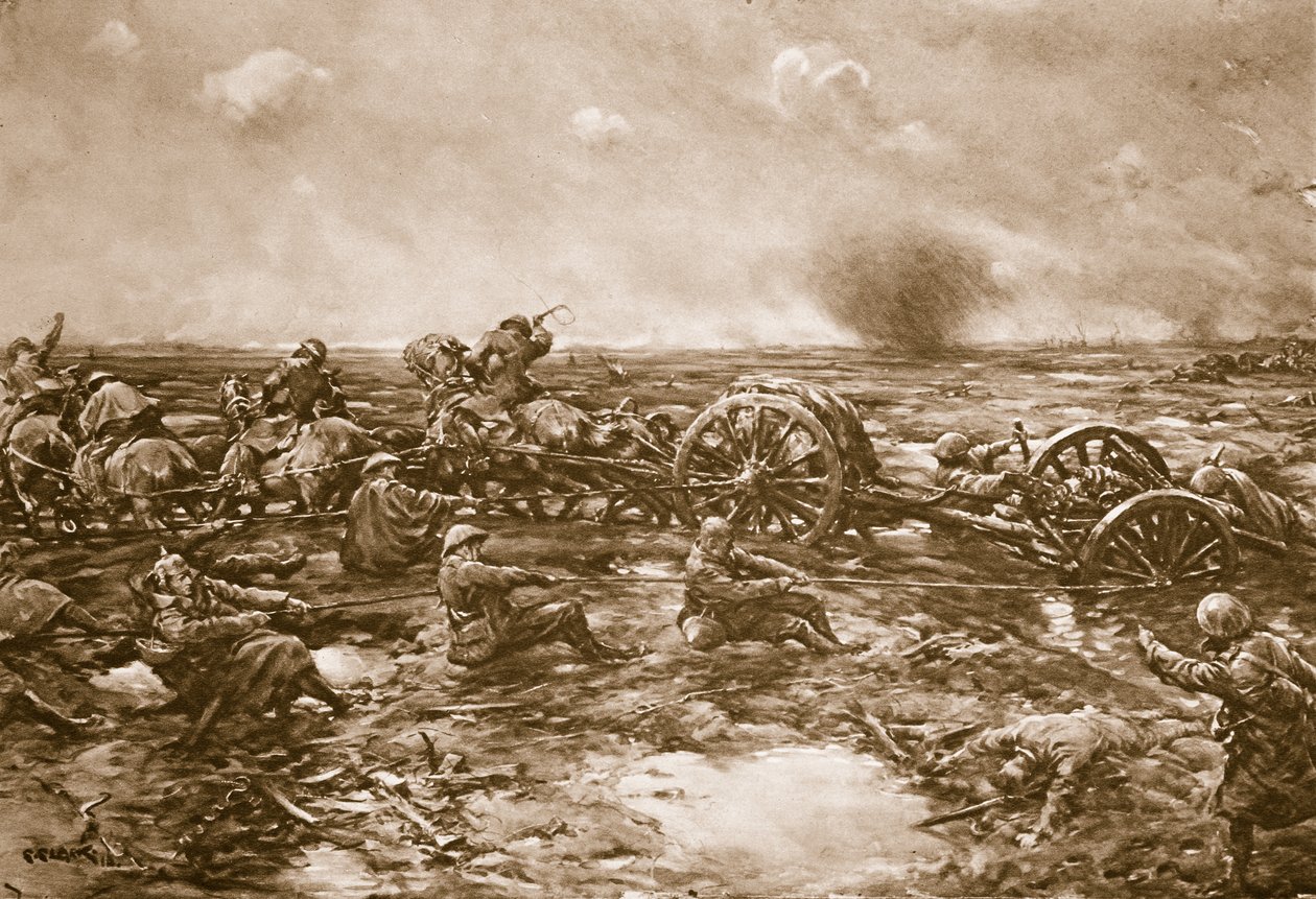 Difficulties of Gun Transport, 1914-19 by English School