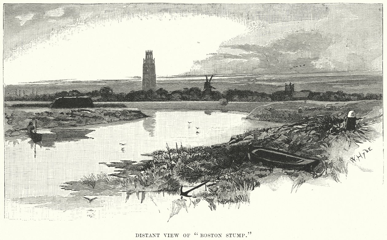 Distant View of "Boston Stump" by English School