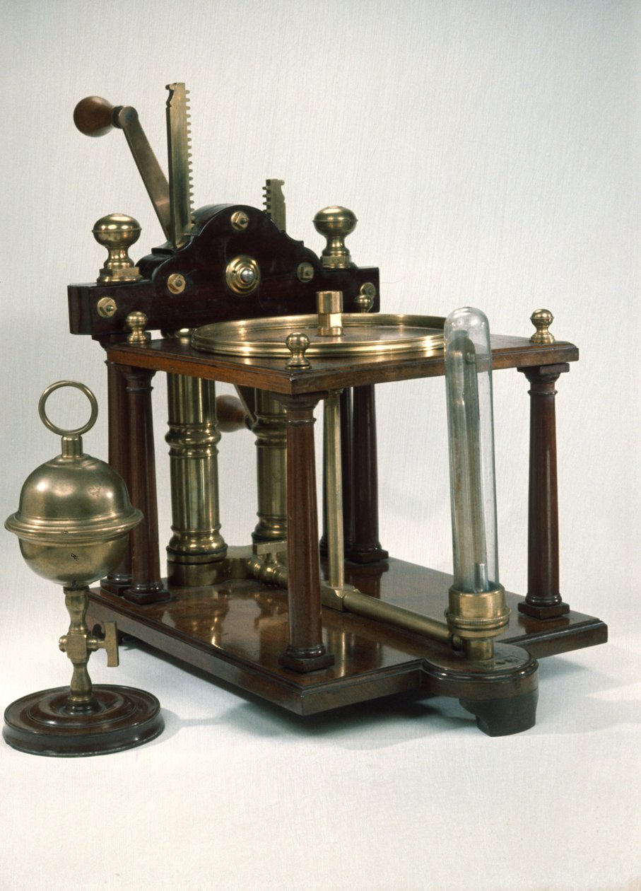 Double-barrelled air-pump with Magdeburg hemispheres, c.1800 by English School