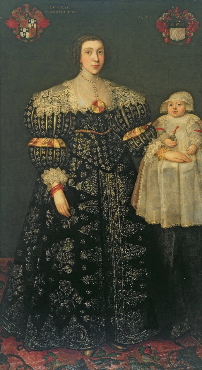 Double Portrait of Mary, Lady Bowes, Aged 24, and her Eldest Son, Thomas, 1630 by English School