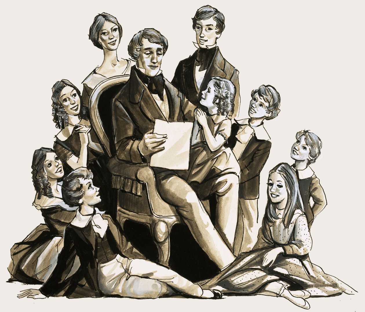 Dr Clement Moore Reading His Christmas Poem to His Children by English School