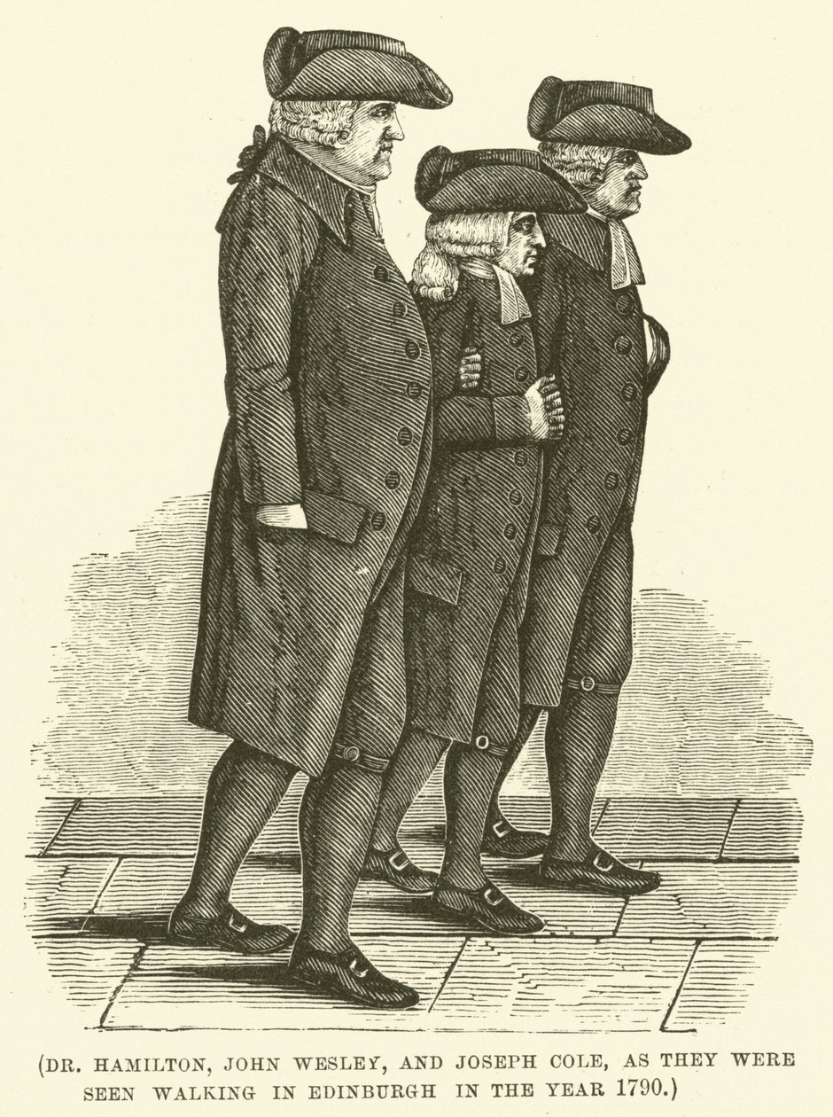 Dr Hamilton, John Wesley, and Joseph Cole Walking in Edinburgh, 1790 by English School