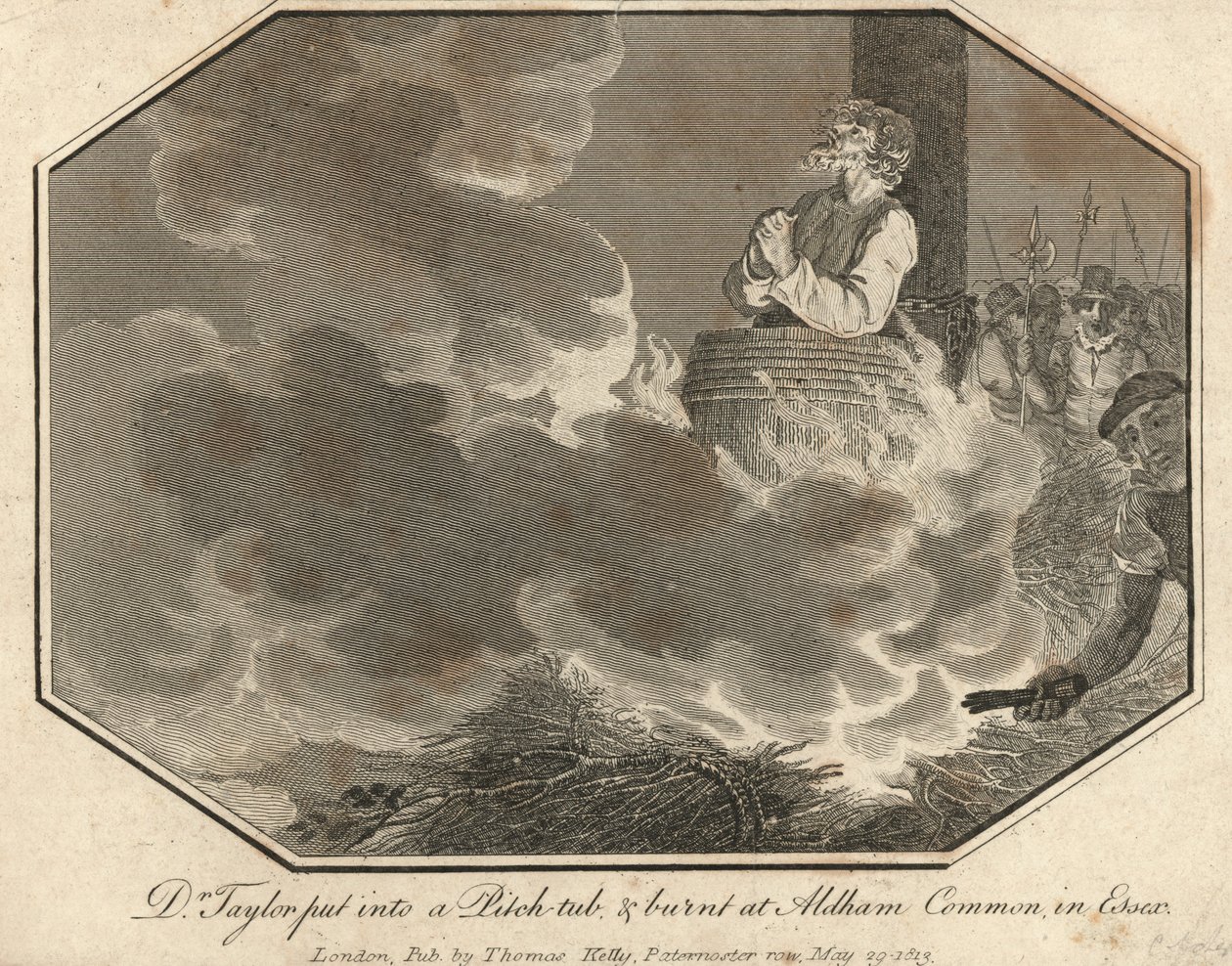 Dr Taylor Put into a Pitch-Tub and Burnt at Aldham Common in Essex by English School