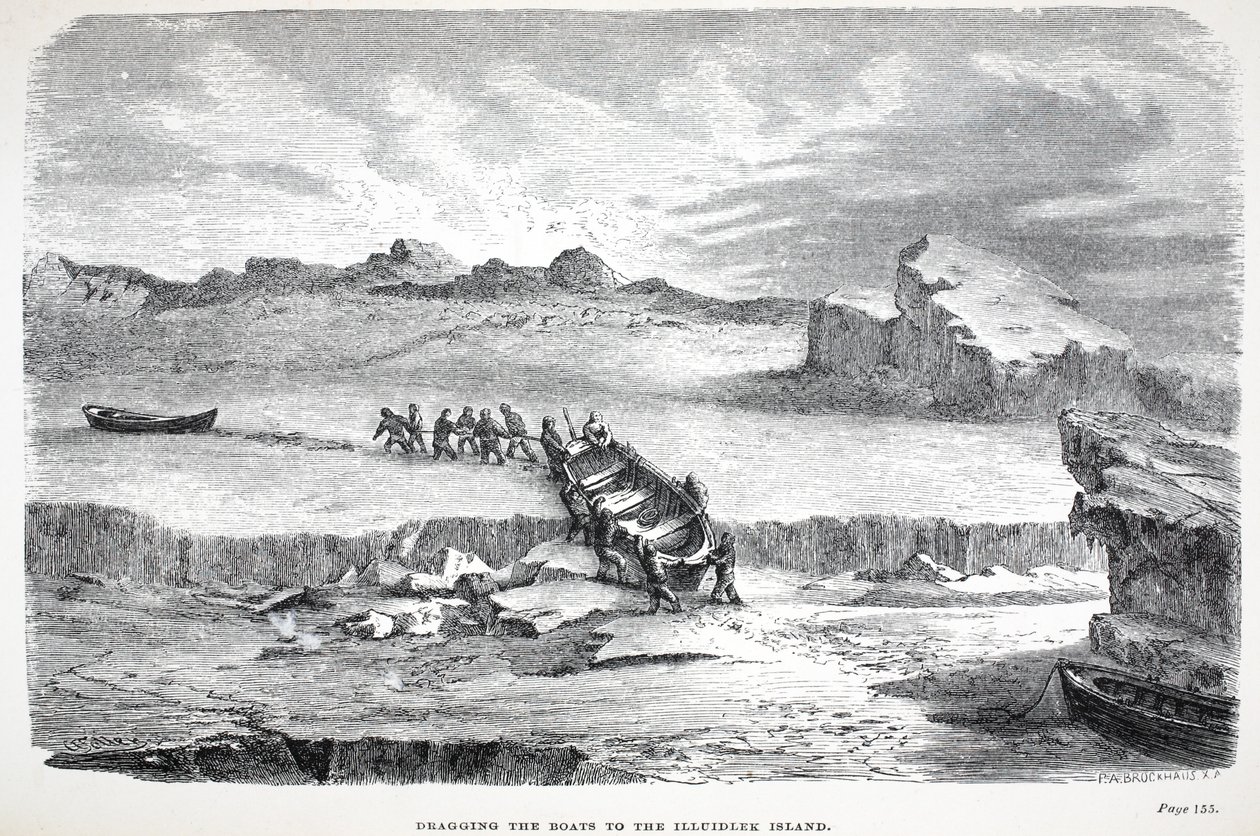 Dragging the Boats to the Illuidlek Island, London 1886 by English School