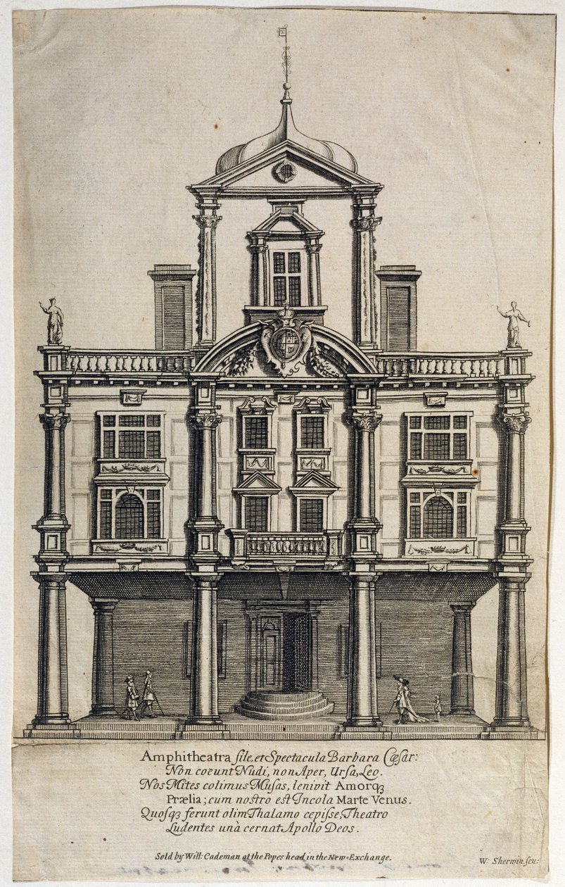 Dukes Theatre, Dorset Gardens, engraved by W. Sherwin, 1673 by English School