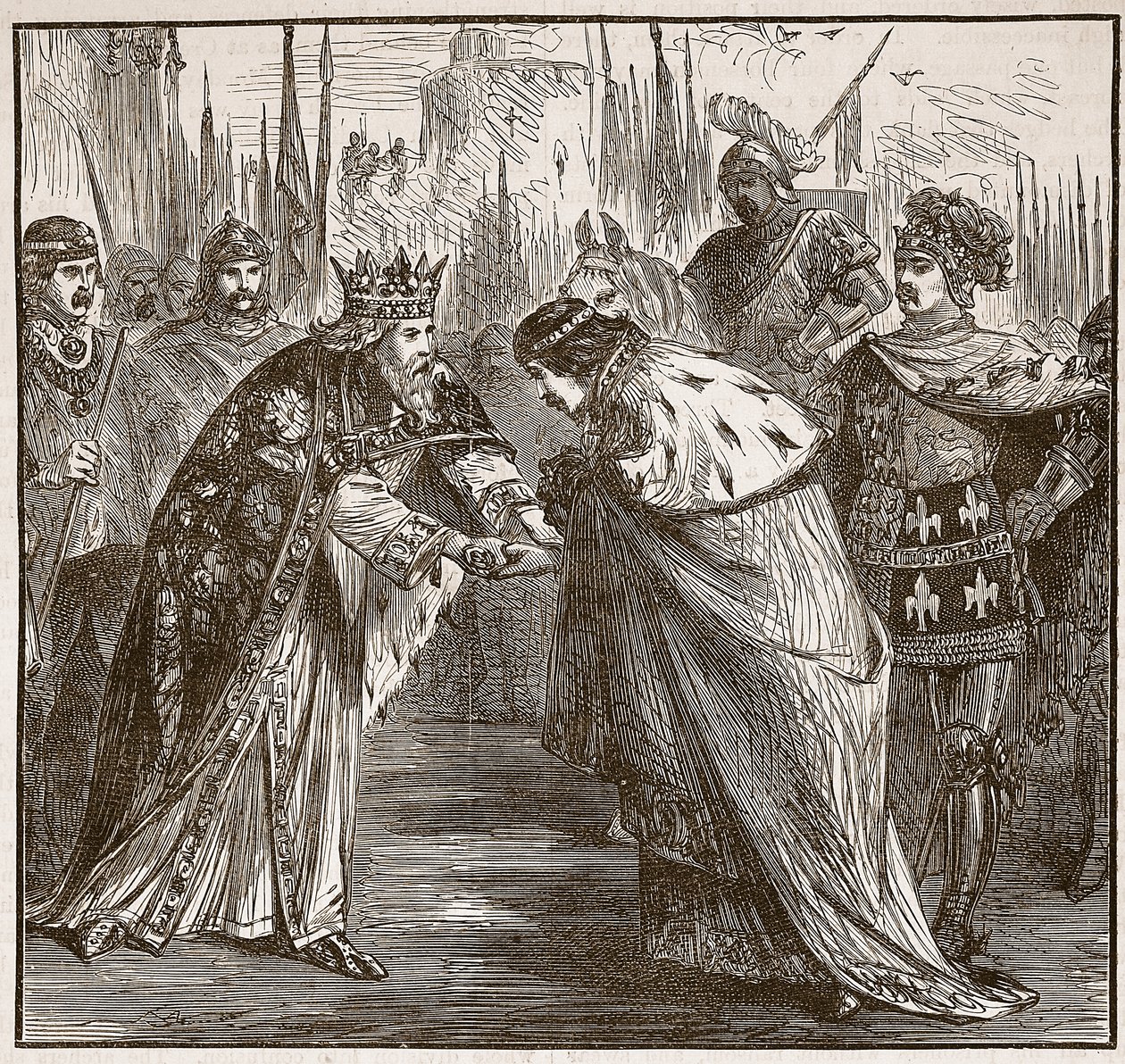 Edward receiving King John of France (Illustration from Cassell