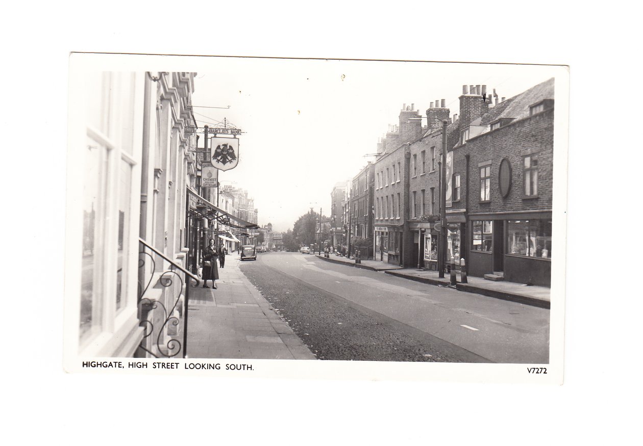 Edwardian Postcard of Highgate High Street Looking South, c.1910 by English School