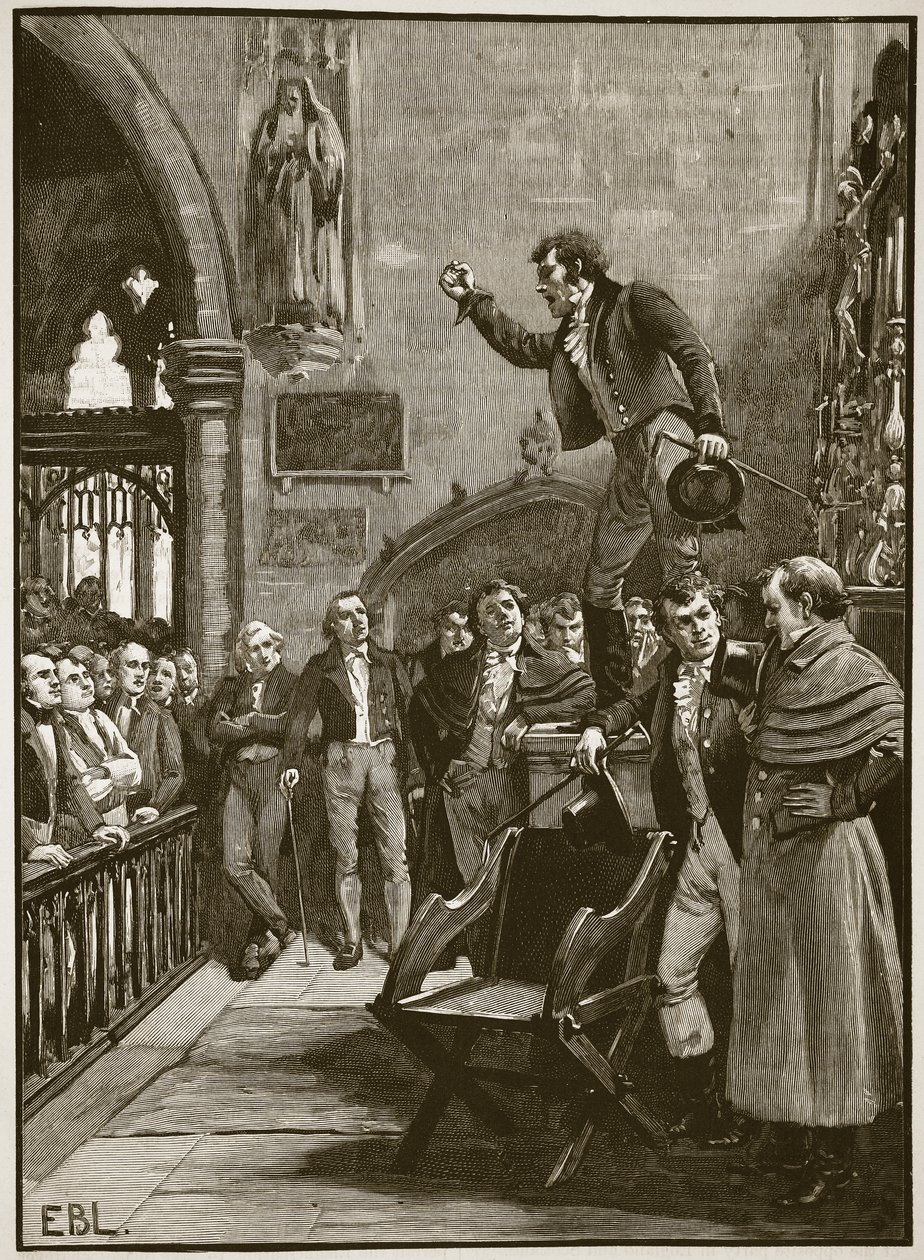 Election meeting in Ireland, 1825, illustration from Cassell