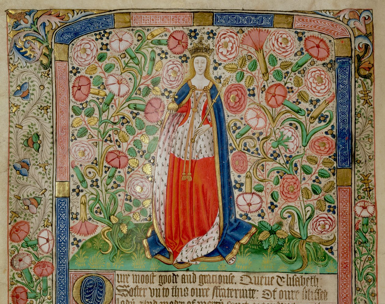 Elizabeth Woodville (c.1437-92) Queen Consort of King Edward IV of England (detail) by English School