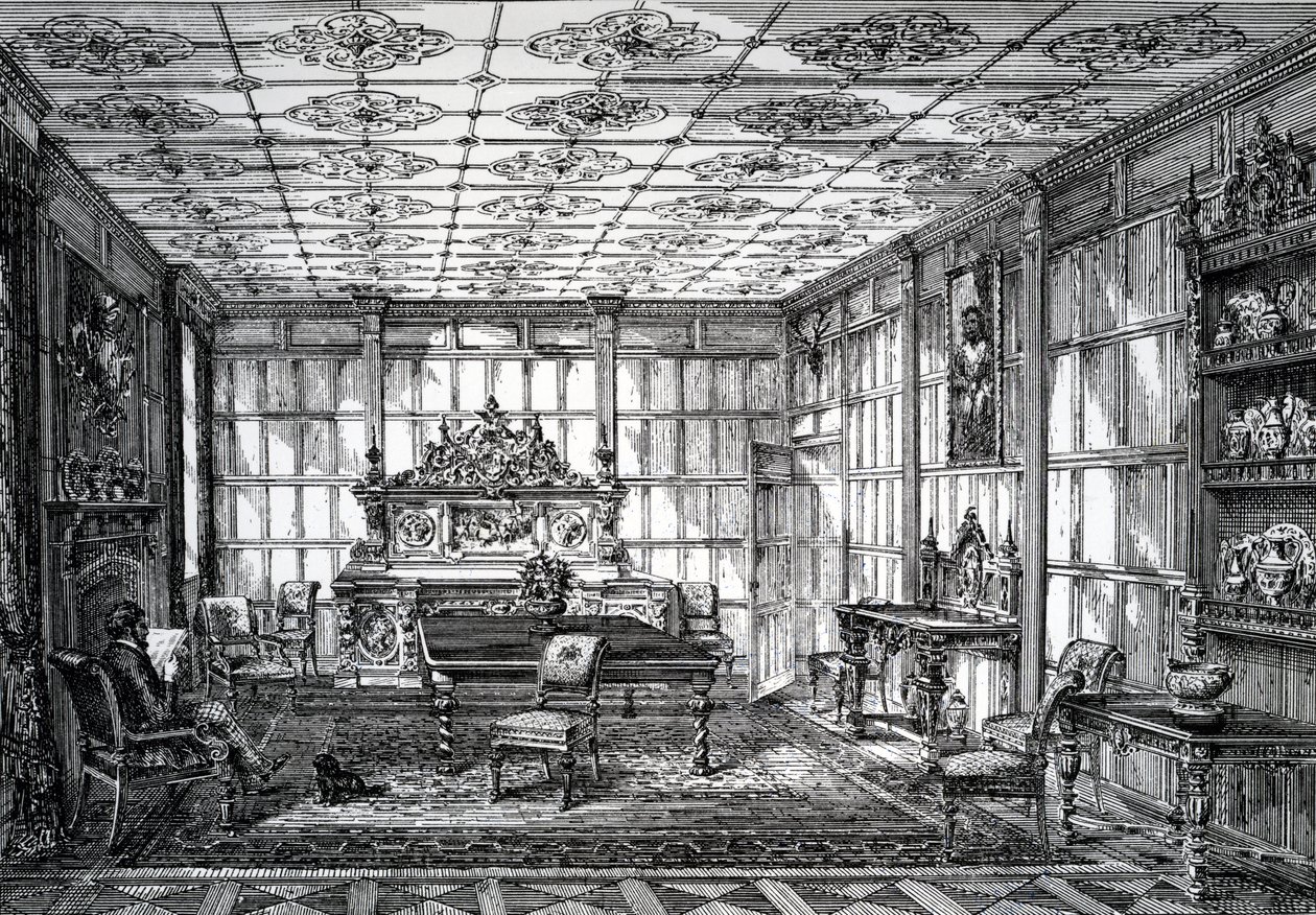 Elizabethan Dining Room, published in The House-Furnisher & Decorator, October 1 1872 by English School