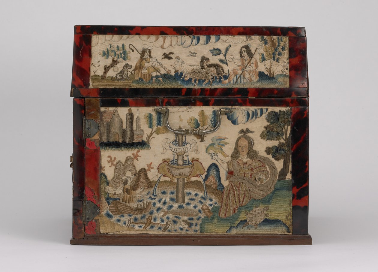 Embroidered Casket by English School