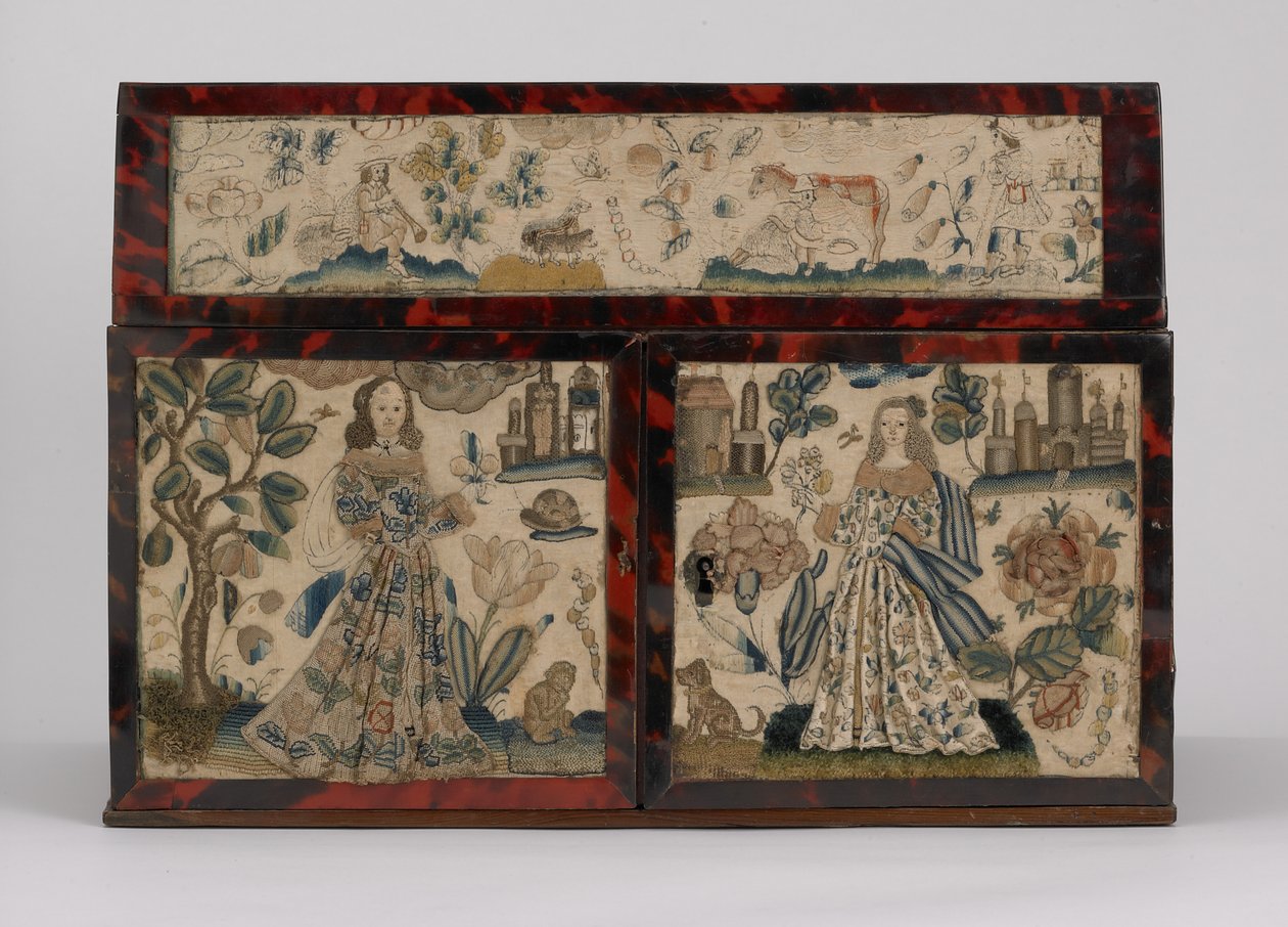 Embroidered casket, c.1660 by English School