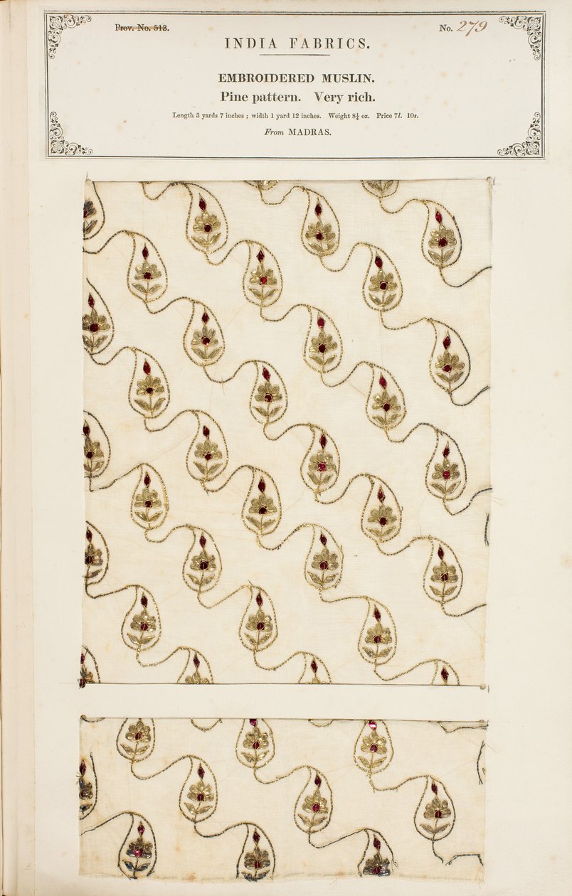 Embroidered muslin sample from Madras, from The Collection of the ...