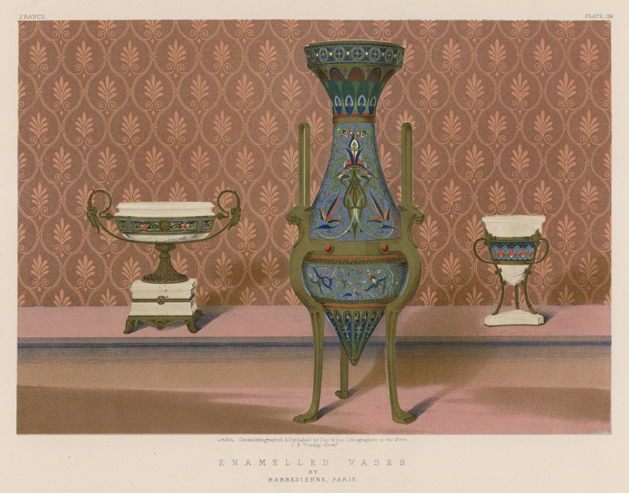 Enamelled Vases by Barbedienne, Paris by English School