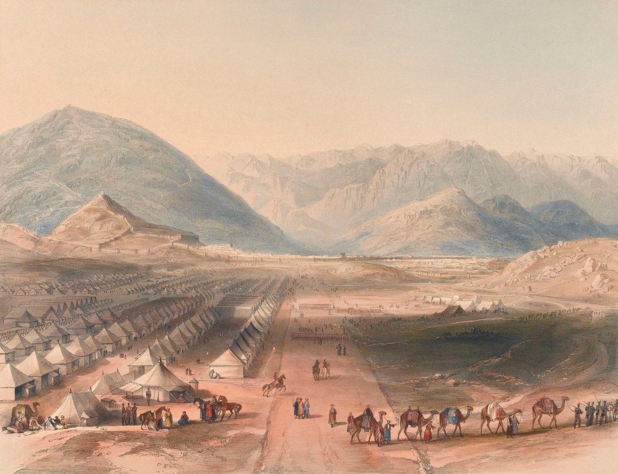 Encampment of the Kandahar Army, Under General Nott, Outside the Walls of Caubul by English School
