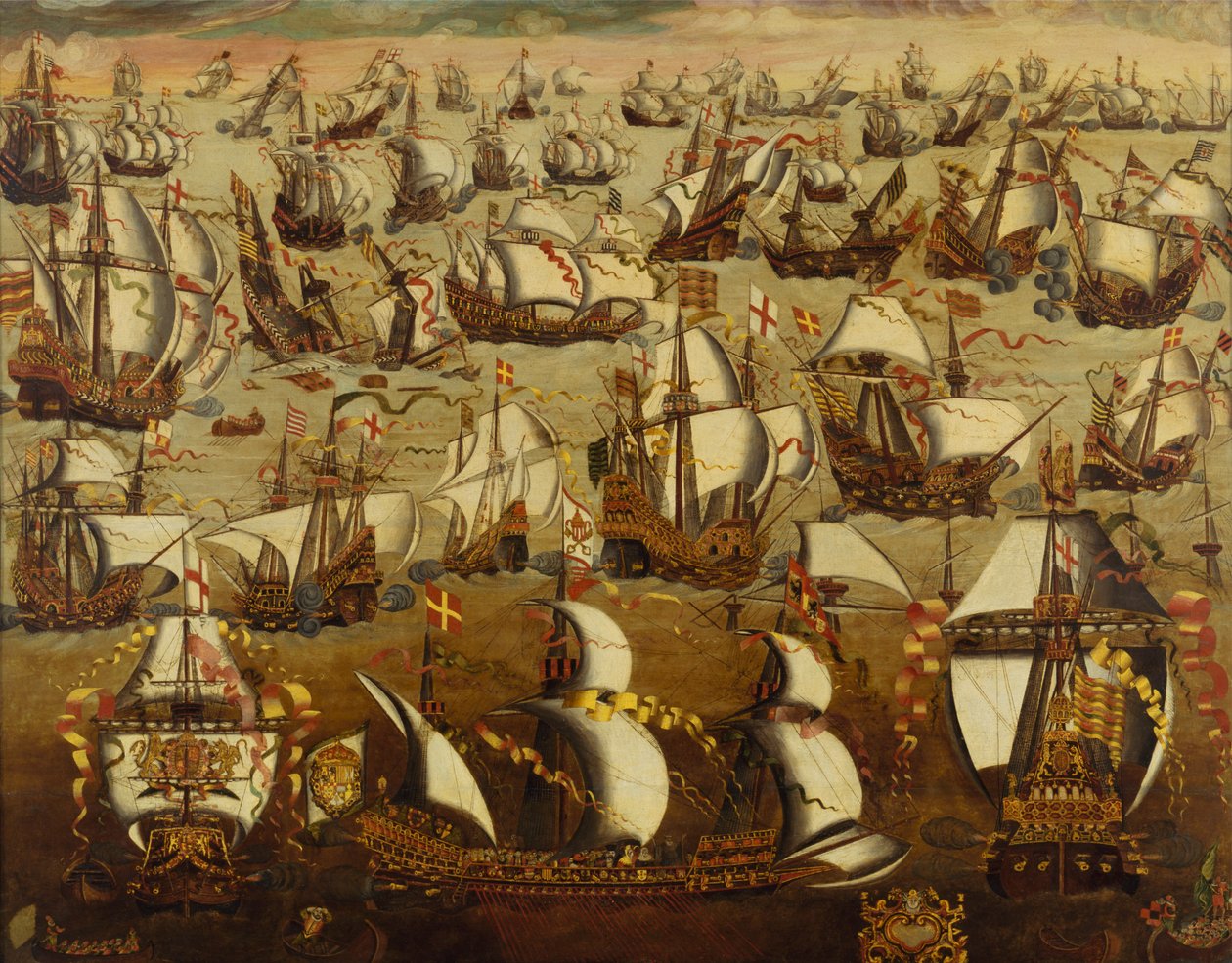English Ships and the Spanish Armada, August 1588 by English School