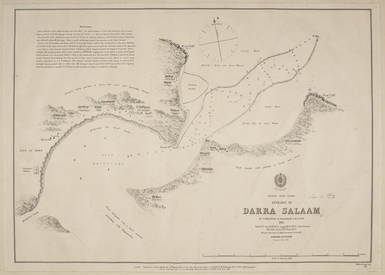 Entrance to Darra Salaam, by Commander R. Bradshaw, HMS Star by English School
