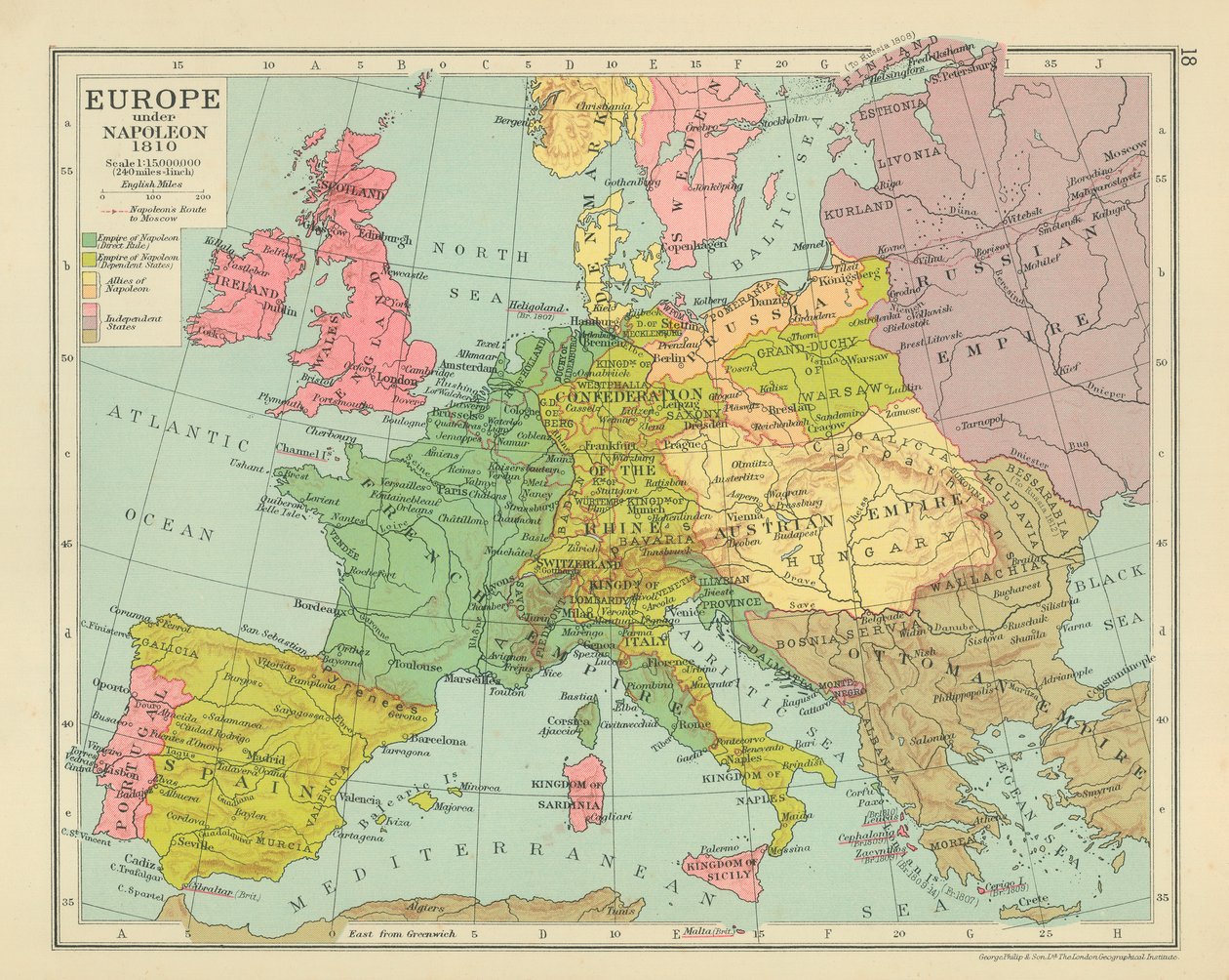 Europe under Napoleon 1810 by English School