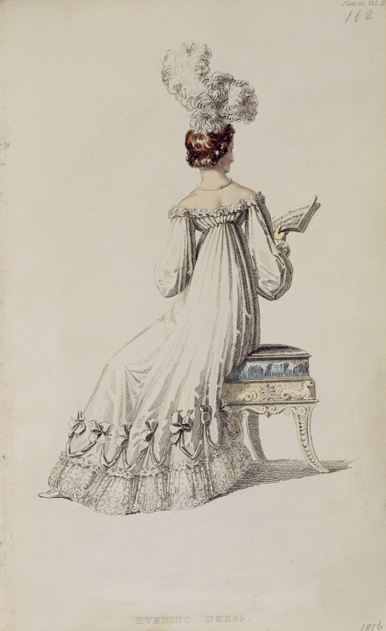 Evening dress, fashion plate from Ackermann