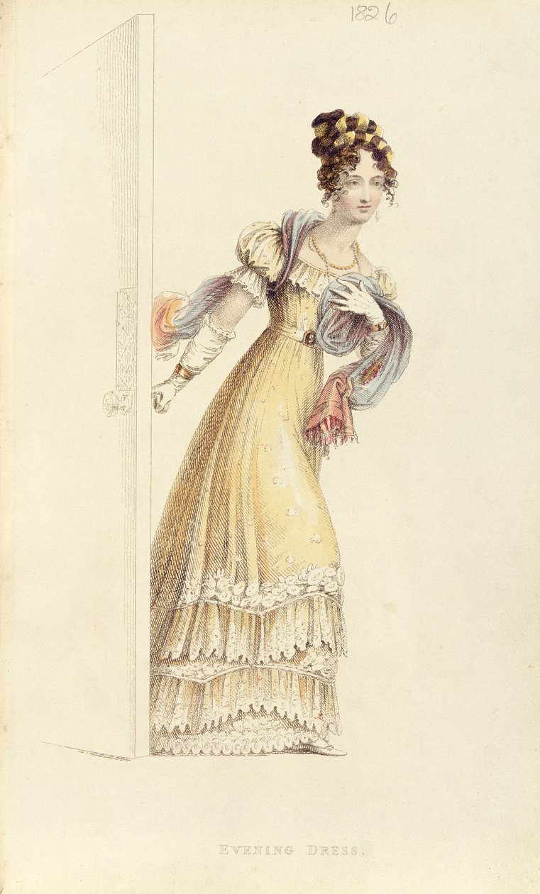 Evening dress, fashion plate from Ackermann
