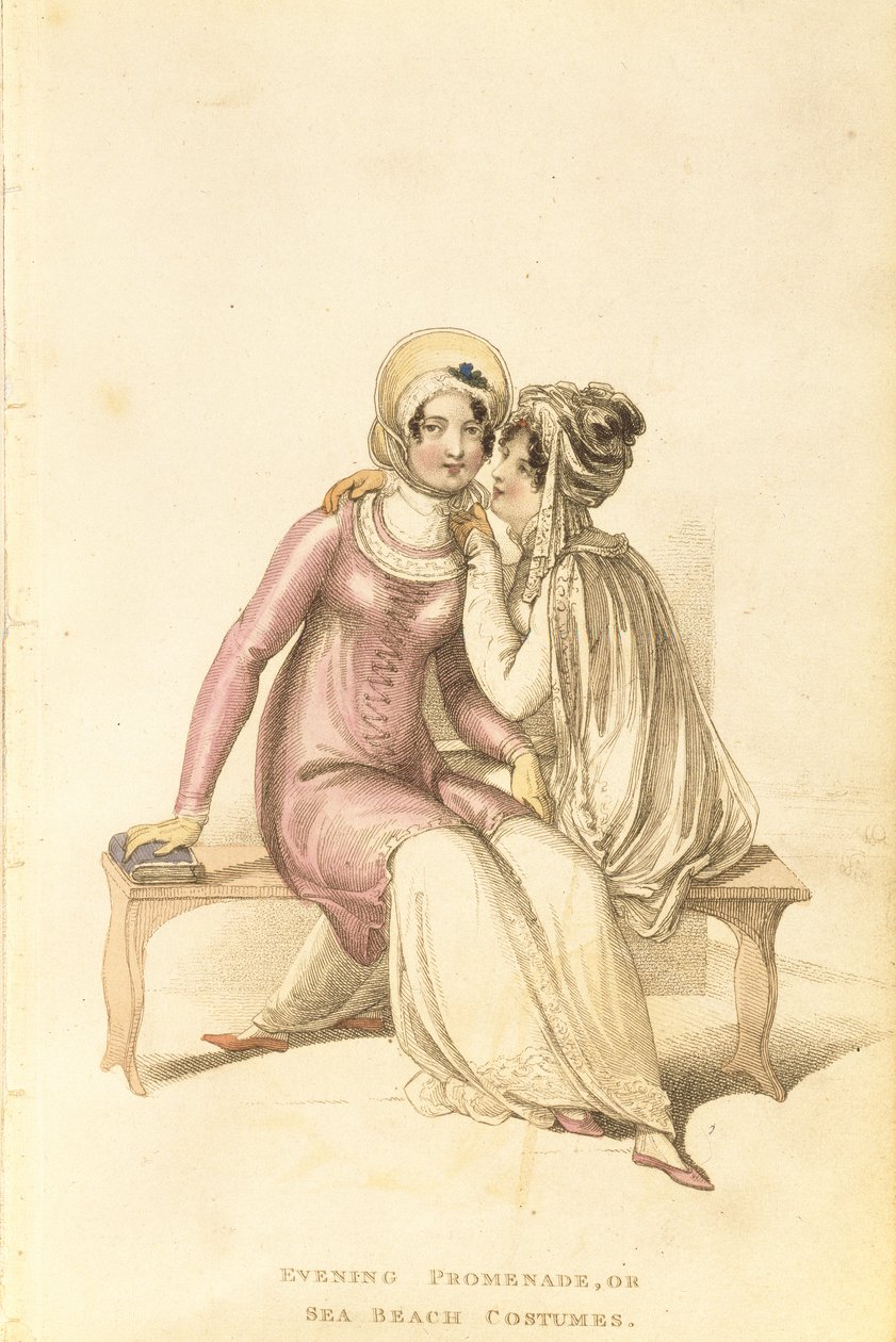 Evening, promenade or sea beach costumes, fashion plate from Ackermann