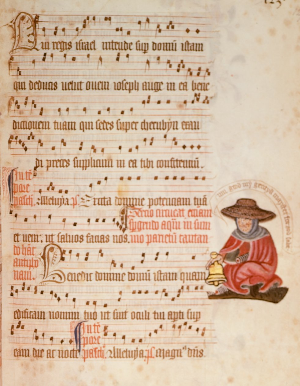 Music Sheet with a Drawing of a Leper, c.1400 by English School