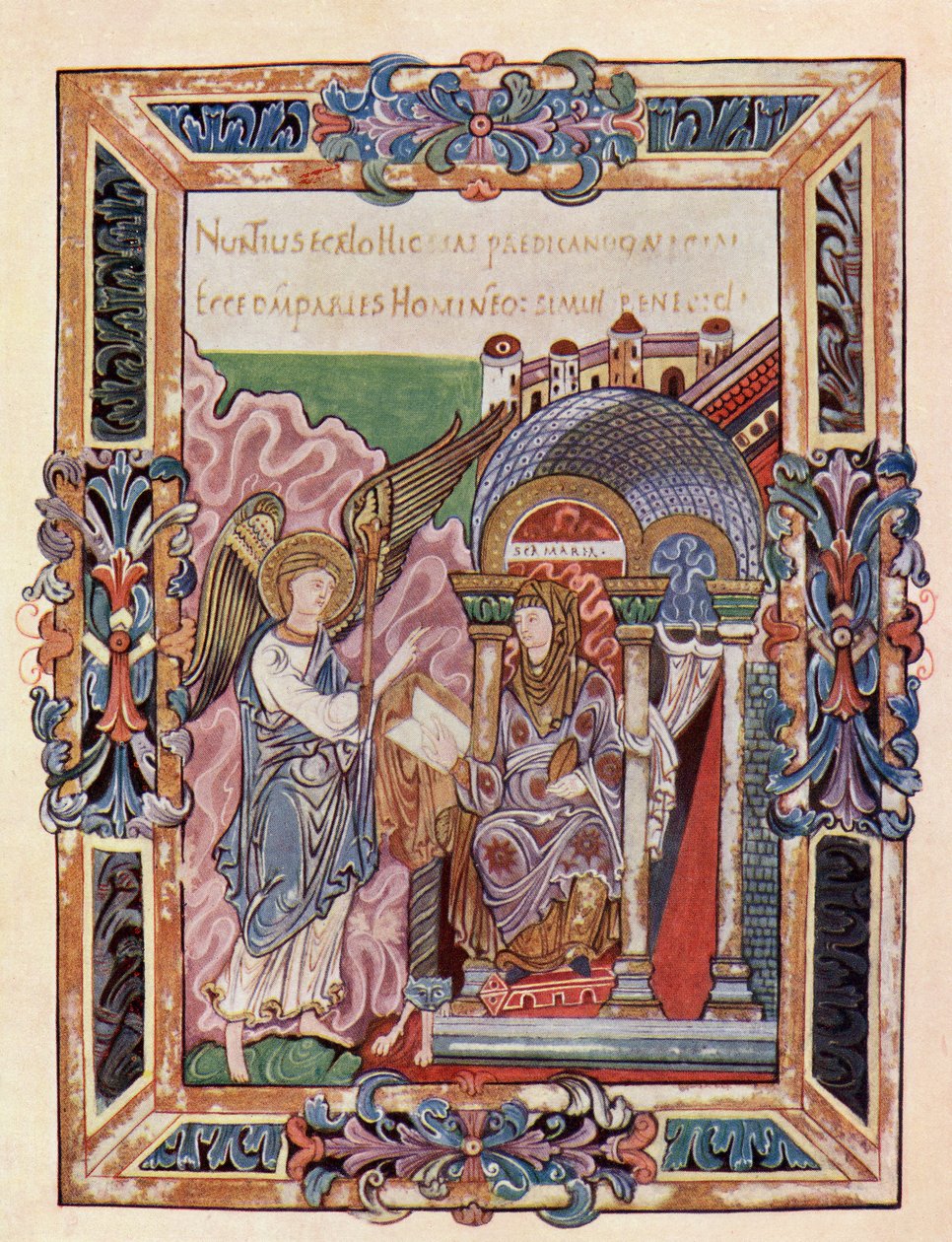 Facsimile of a Page from the Ethelwold Benedictional Showing the Annunciation, from the book The Church of England: A History for the People, published c.1910 by English School