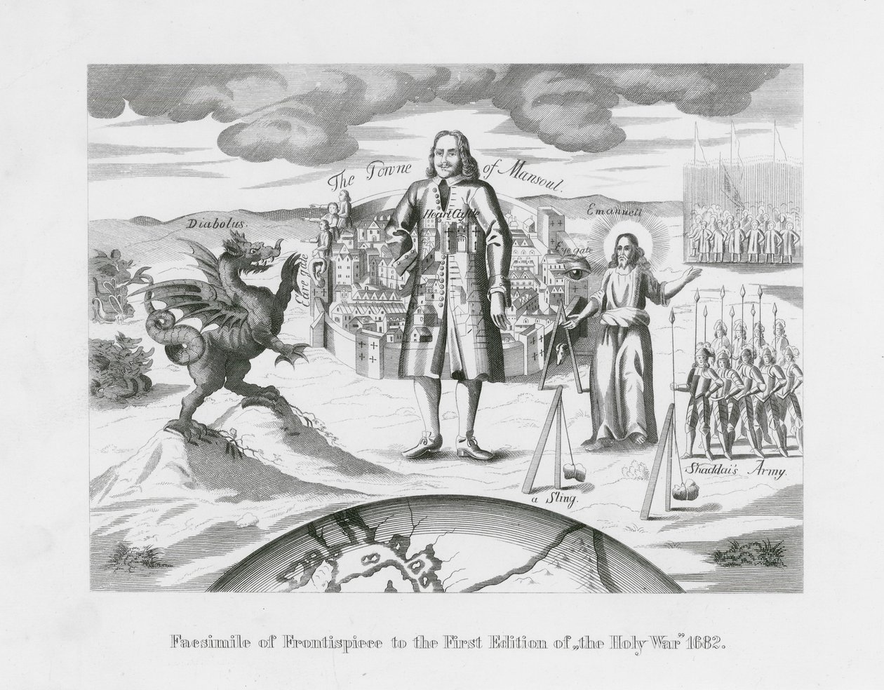 Facsimile of Frontispiece to the First Edition of the Holy War by English School