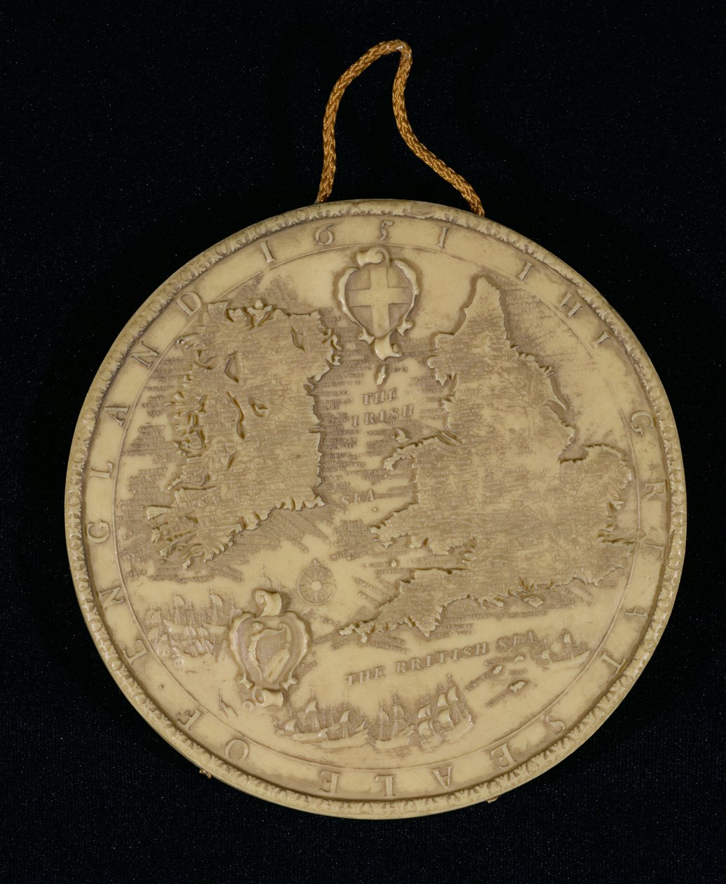 Facsimile of the Great Seal of England of 1651, reverse showing a map of England, Wales and Ireland by English School