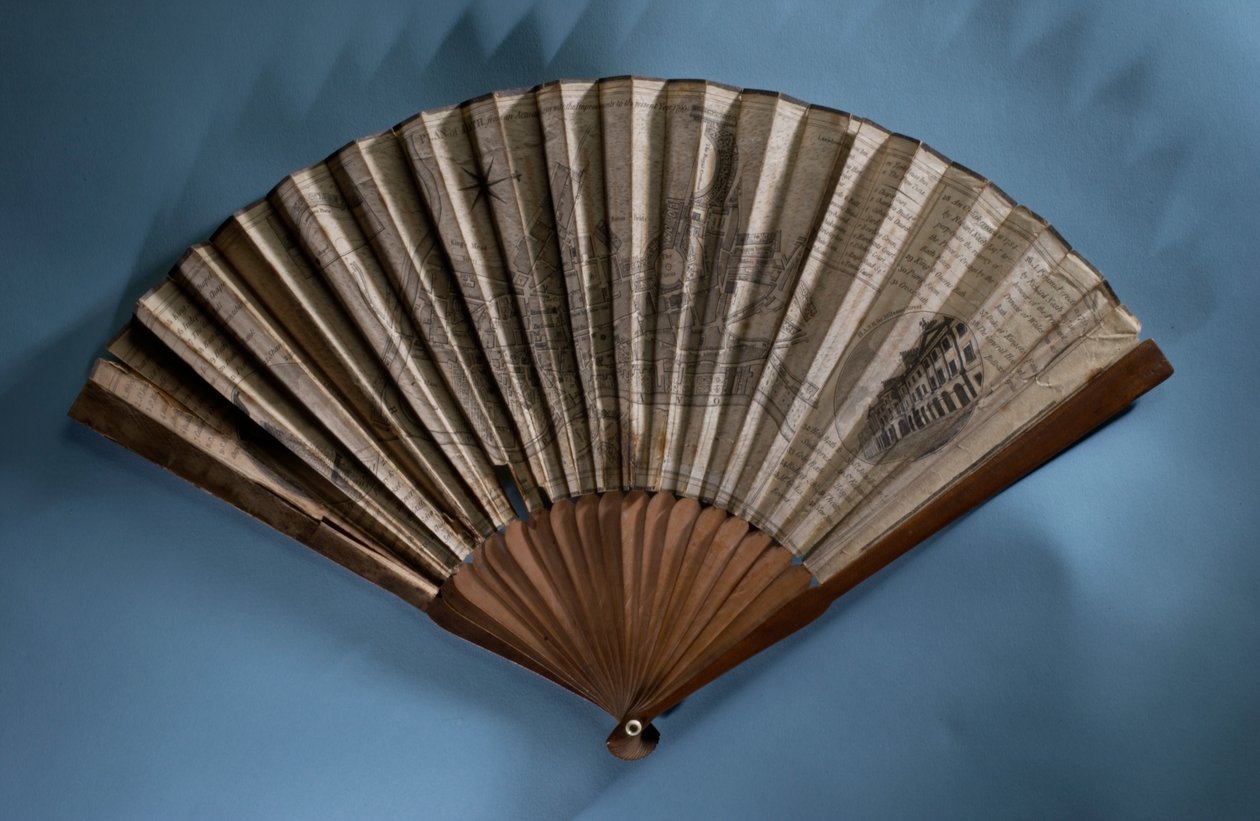Fan depicting a map of Bath, c.1790 by English School