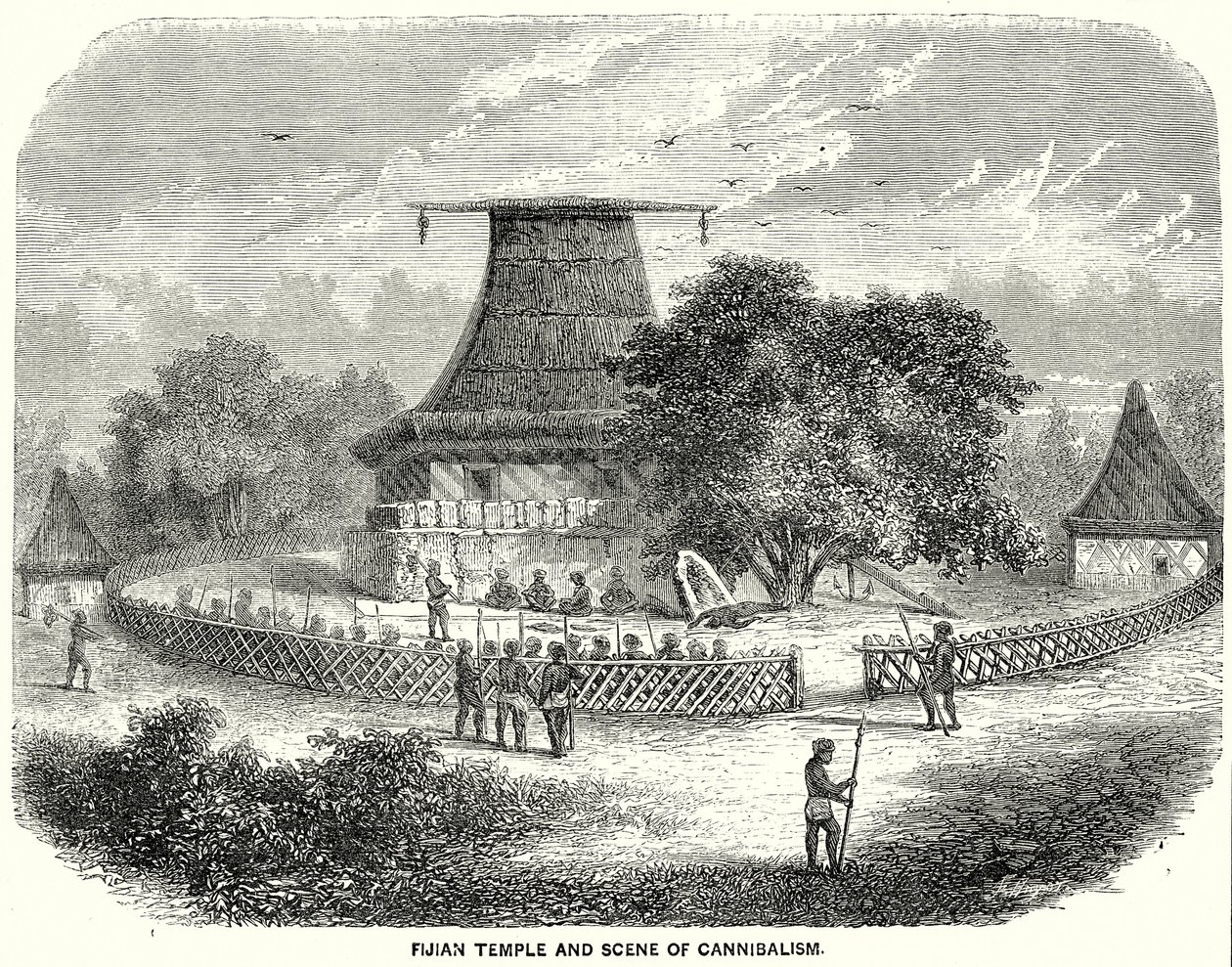 Fijian Temple and Scene of Cannibalism by English School
