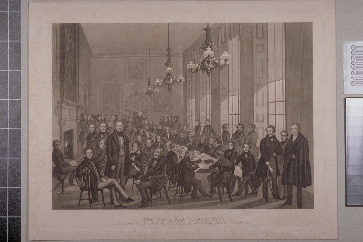 First Chartist Meeting, British Coffee House on Cockspur Street, 1839 by English School