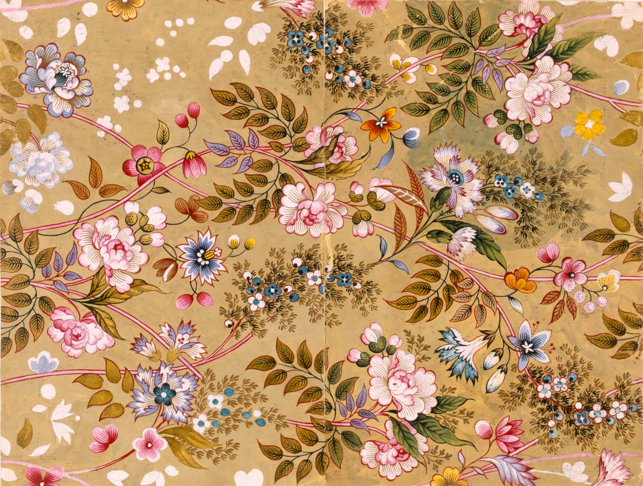 Flowered Textile Design by English School