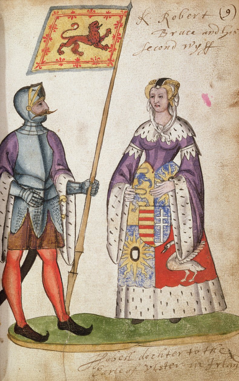 Robert the Bruce and Elizabeth de Burgh, from the Seton Armorial, 1591 by English School