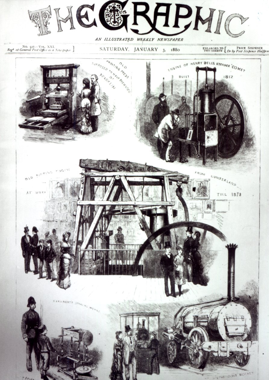Front Cover of The Graphic Showing Important Inventions, 3rd January 1880 by English School