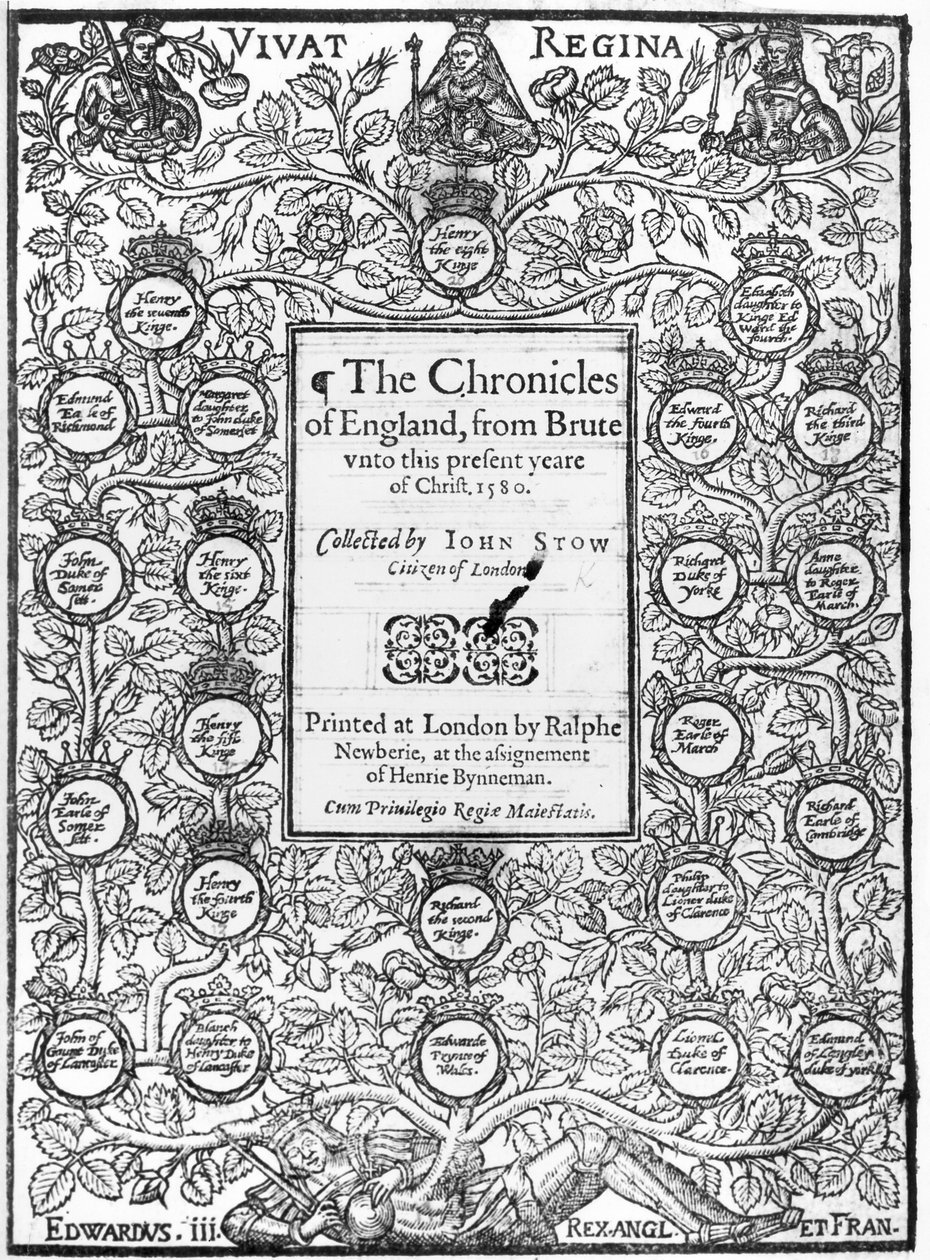 Frontispiece of The Chronicles of England by John Stow, 1580 by English School